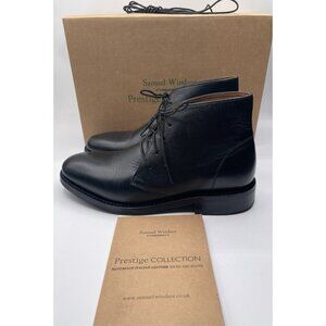 Samuel Windsor Mens Black Leather Lace-Up Ankle Boots Shoes UK 6‎